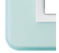 44P04AZB Рамка цв. ярко-голубой, декорат. обрамление белое 4 модуля