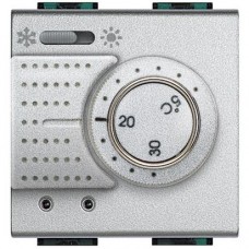 NT4441FH Электронный термостат для тёплого пола с датчиком, 2 модуля, цвет алюминий, LivingLight