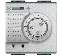 NT4442 Электронный комнатный термостат, 2 модуля, цвет алюминий, LivingLight