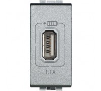 NT4285C1 Розетка USB с 1 разъёмом 230 В, 1 модуль, алюминий LivingLight