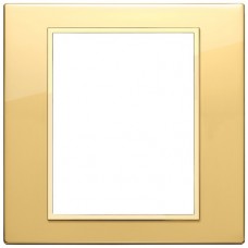 21668.G09 Рамка полированное золото с золотым обрамлением, EIKON EVO 8(4+4) модулей