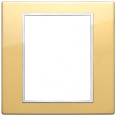 21668.09 Рамка полированное золото с хромовым обрамлением, EIKON EVO 8(4+4) модулей