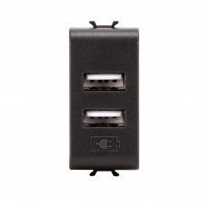GW12450 Розетка USB 2,1А двойная, 1 модуль, чёрный CHORUS
