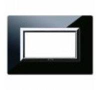 Рамка чёрное глянцевое стекло, декорат. обрамление хром VERA44 4M