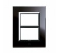 Рамка чёрное глянцевое стекло, декорат. рамка хром VERA44 3+3M