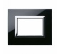 Рамка чёрное глянцевое стекло, декорат. обрамление хром VERA44 3M